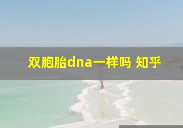 双胞胎dna一样吗 知乎